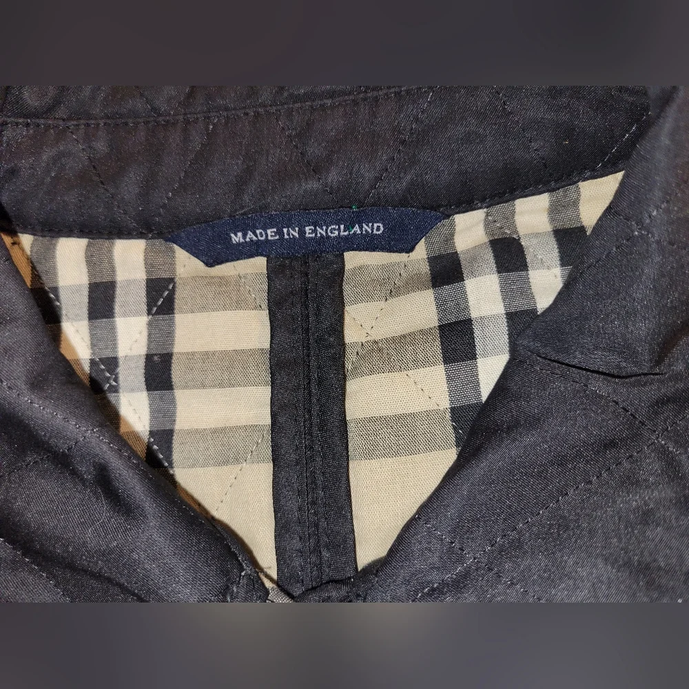 Burberry London Black Quilted Nova Check Snap Close Front Pockets Sz Lg Reg - Picture 8 of 12